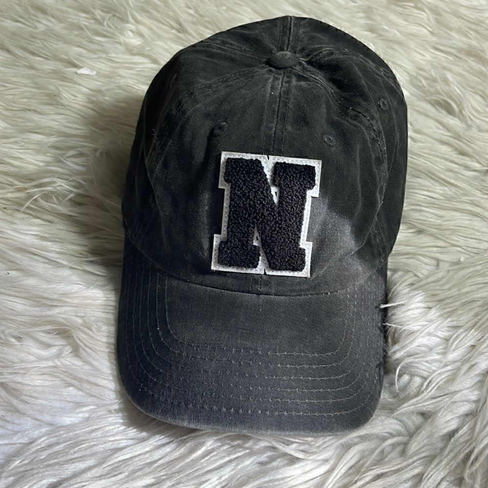 American Needle Hat cap letter N Vintage baseball embroidered washed charcoal‎